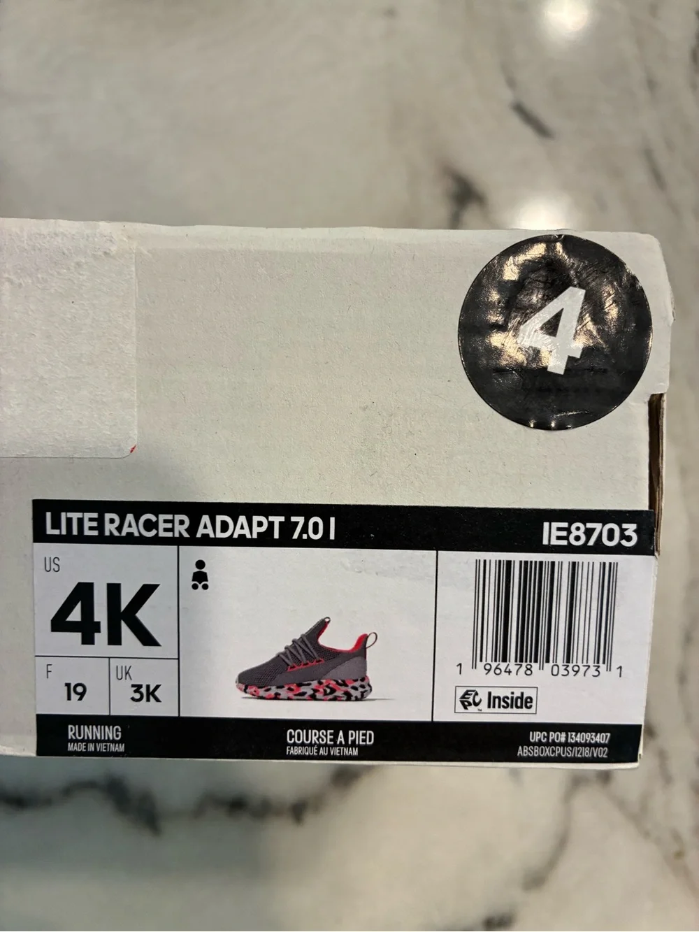Child’s Adidas 4K Lite Racer Adapt 7.01